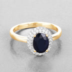 Blue Sapphire Ring With Diamonds 1.82 Carats 14K Yellow Gold