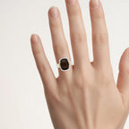 Smoky Quartz Ring With White Topaz 5.48 Carats Gold Plated Silver