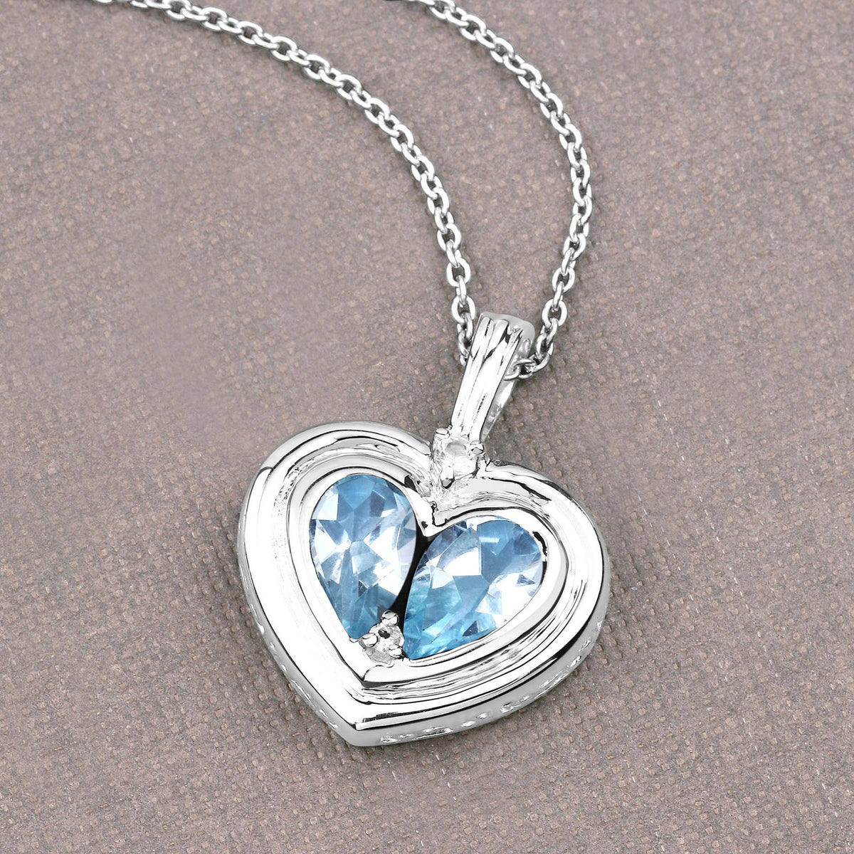 Multicolor Topaz Heart Pendant 2.62 Carats Sterling Silver