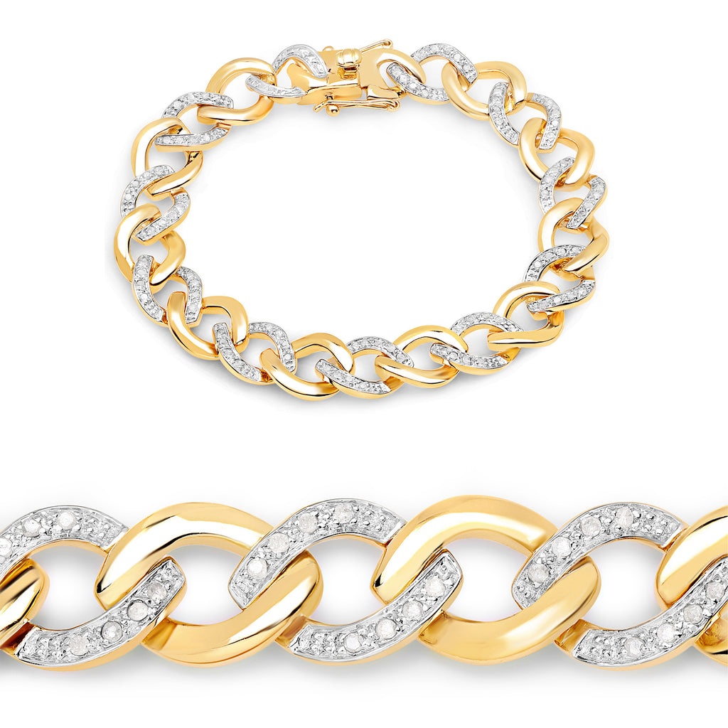 Diamond Bracelet 0.68 Carats Gold Plated Silver