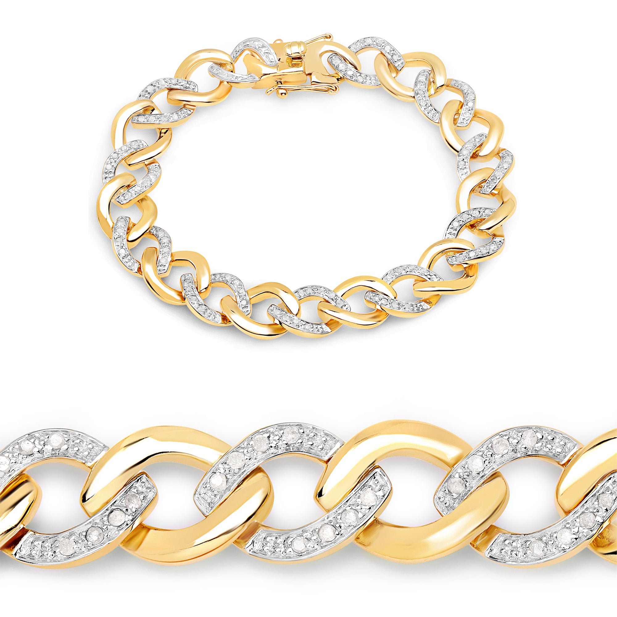 Diamond Bracelet 0.68 Carats Gold Plated Silver