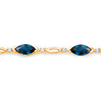 Natural Blue Sapphire Bracelet With Diamonds 5.54 Carats 14K Yellow Gold