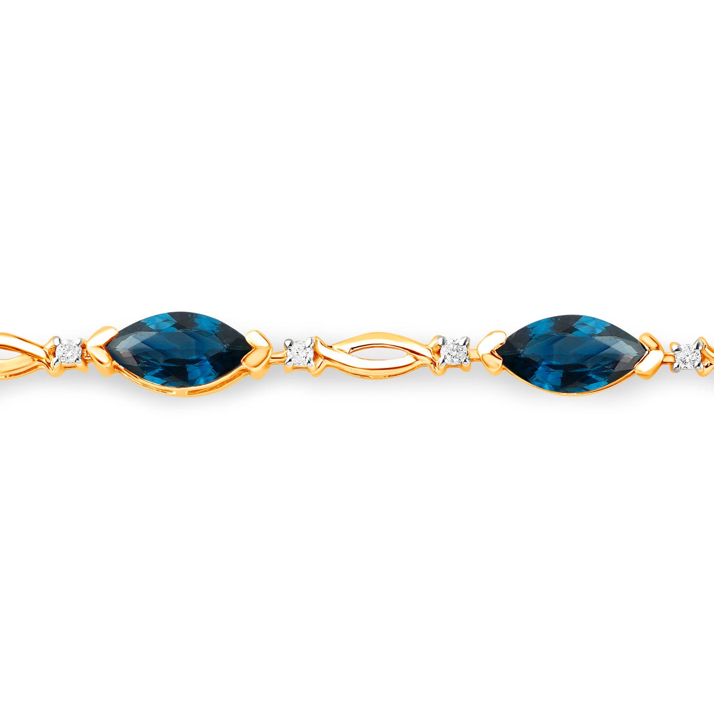 Natural Blue Sapphire Bracelet With Diamonds 5.54 Carats 14K Yellow Gold