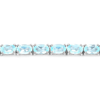 Blue Topaz Tennis Bracelet 8.98 Carats 18K White Gold Plated Silver