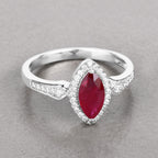Ruby Ring With Diamonds 0.94 Carats 14K White Gold