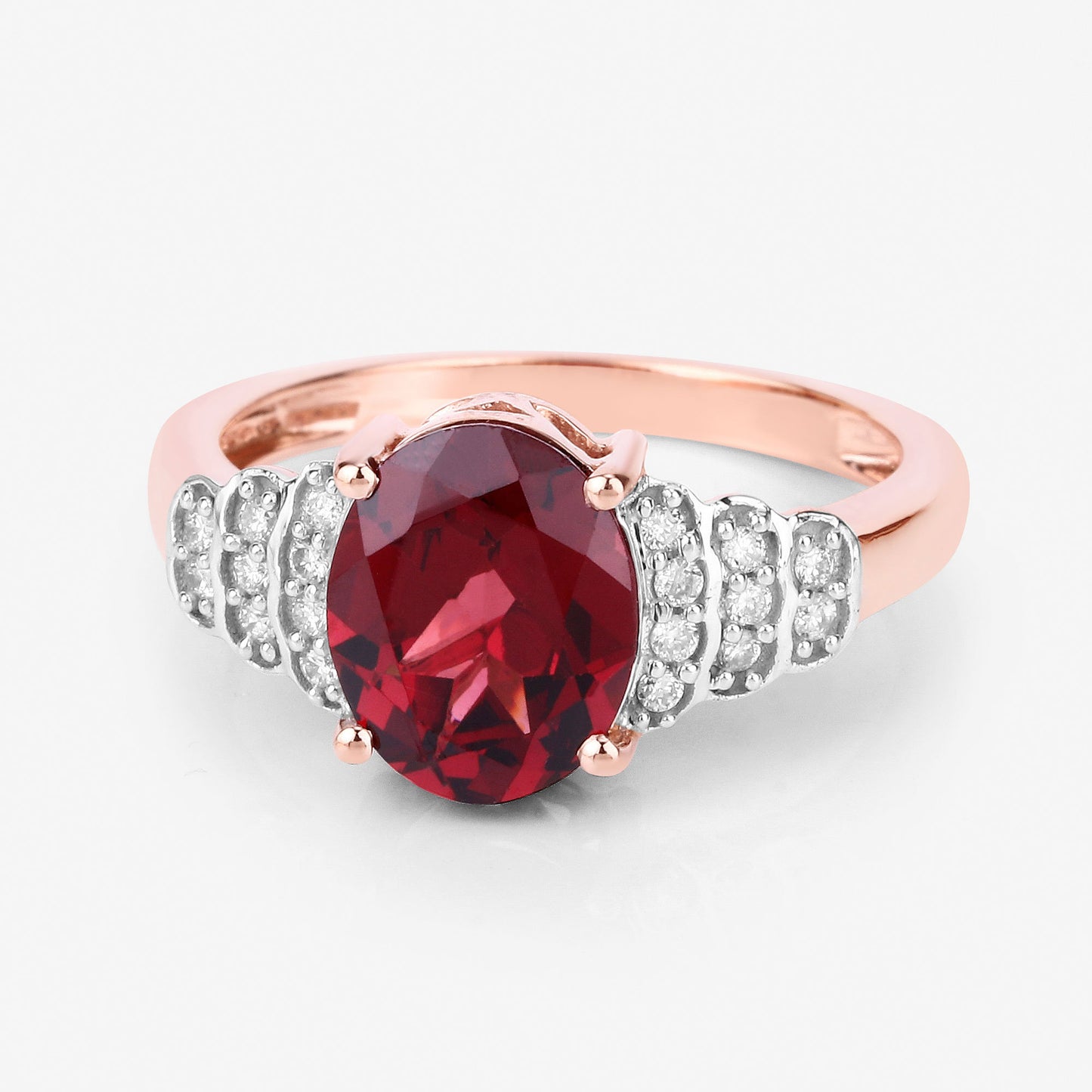 Rhodolite Ring With Diamonds 2.84 Carats 14K Rose Gold