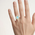 Blue Topaz Ring 6.56 Carats Gold Plated Silver