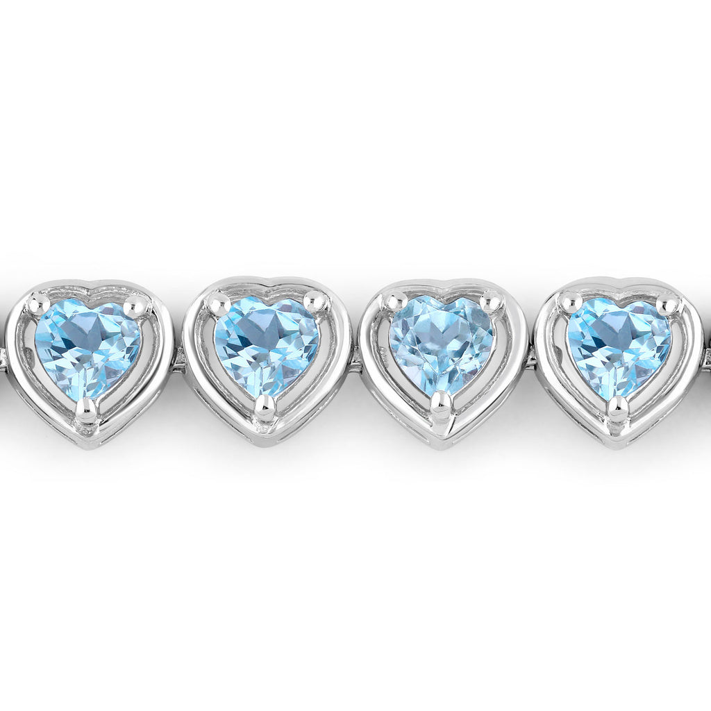 Blue Topaz Tennis Bracelet 10.4 Carats Sterling Silver