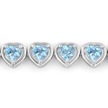 Blue Topaz Tennis Bracelet 10.4 Carats Sterling Silver