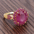 Ruby Ring 5.02 Carats Gold Plated Silver