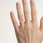 Pink Topaz Ring With White Topaz 5 Carats Gold Plated Silver