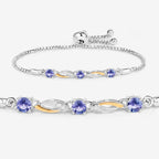 Tanzanite Bracelet With White Sapphire 0.74 Carats Gold Plated Sterling Silver