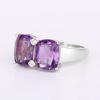 African Amethyst Ring With White Topaz 5.21 Carats Sterling Silver