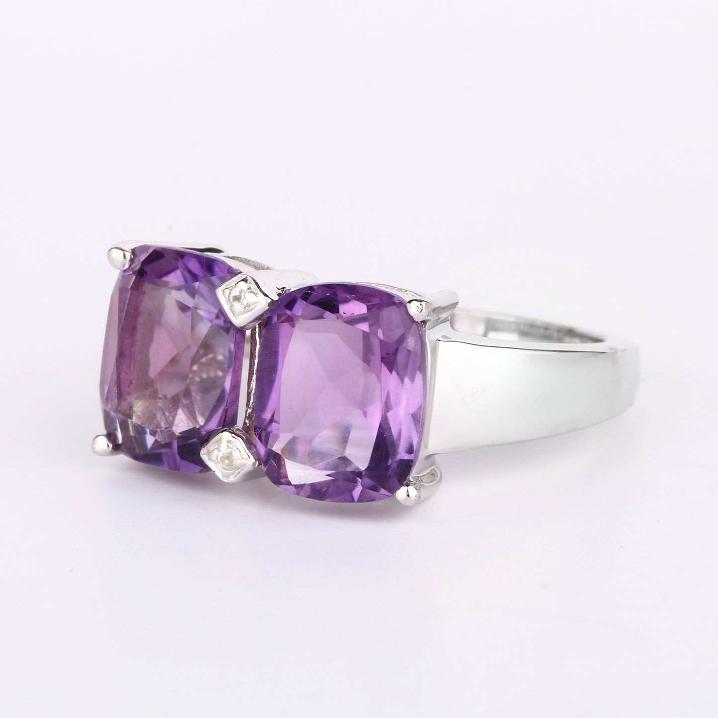 African Amethyst Ring With White Topaz 5.21 Carats Sterling Silver