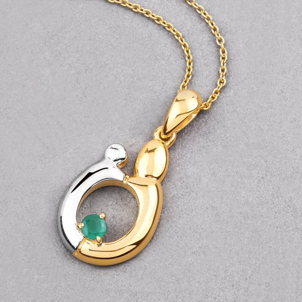 Emerald Mom Pendant 0.16 Carats Gold Plated Silver