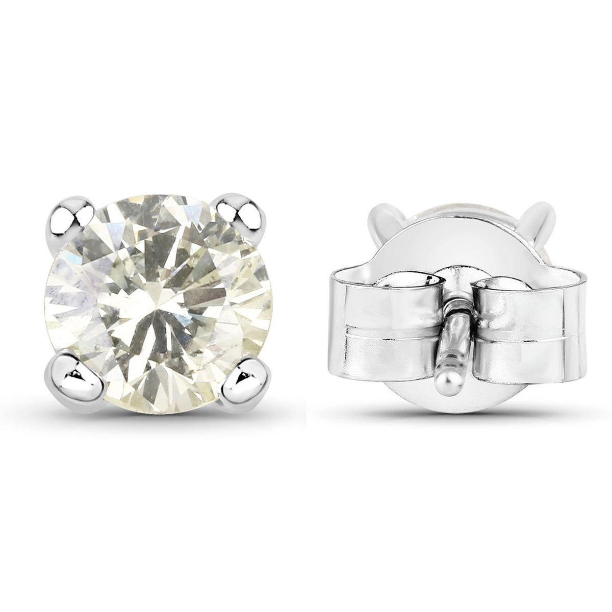 Diamond Stud Earrings 0.7 Carats 14K White Gold
