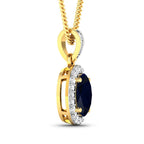 Blue Sapphire Pendant With Diamonds 1.45 Carats 14K Yellow Gold