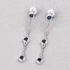 Blue Sapphire Earrings 0.64 Carats Sterling Silver