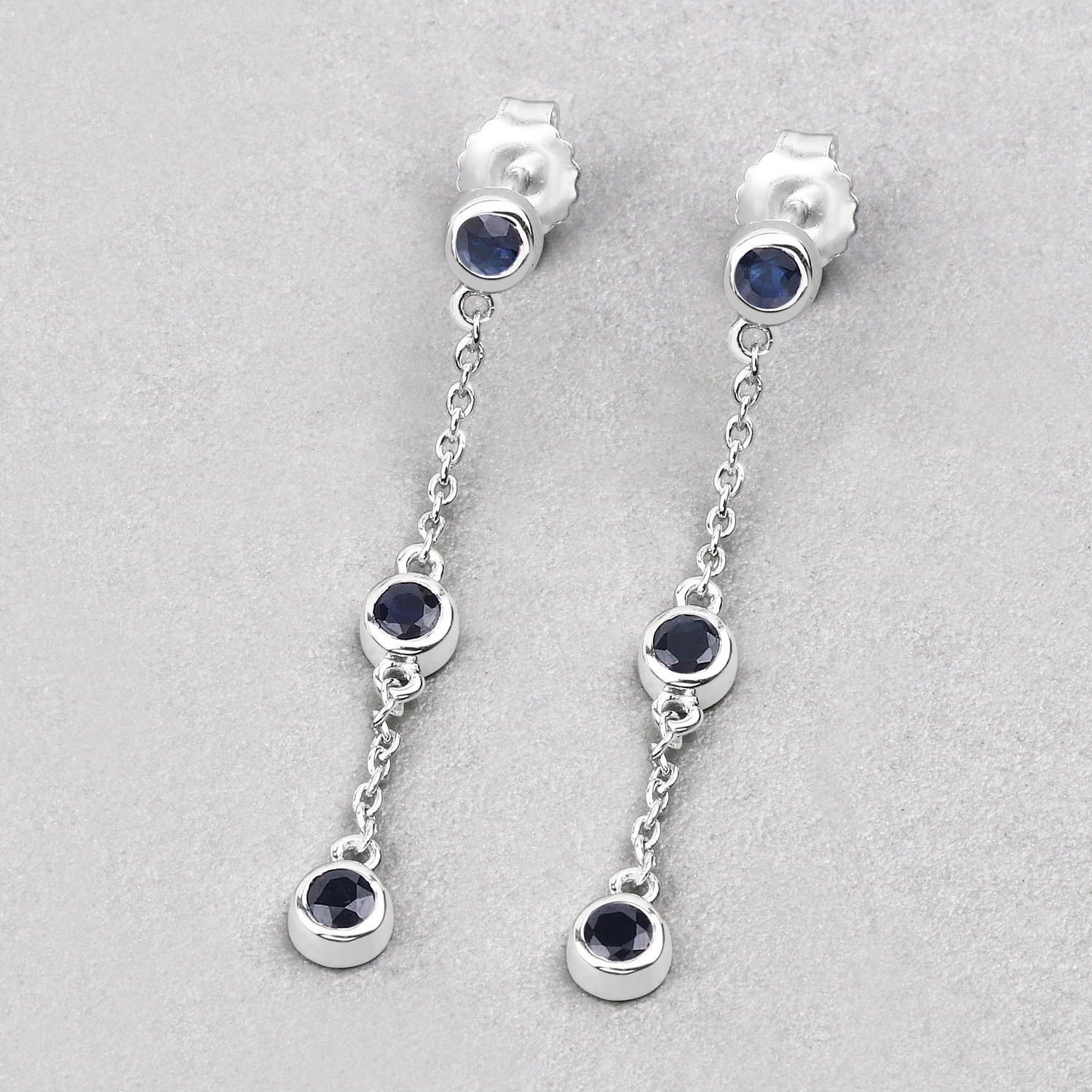 Blue Sapphire Earrings 0.64 Carats Sterling Silver