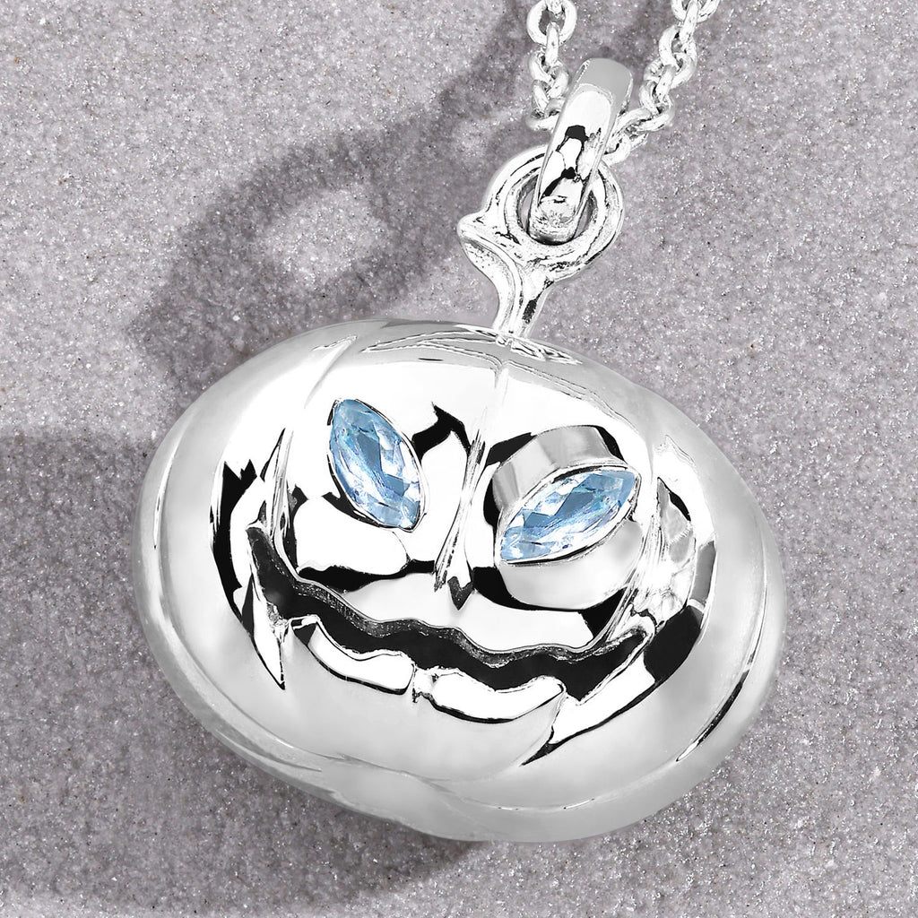 Blue Topaz Jack-o'-Lantern Pendant 0.16 Carats Sterling Silver