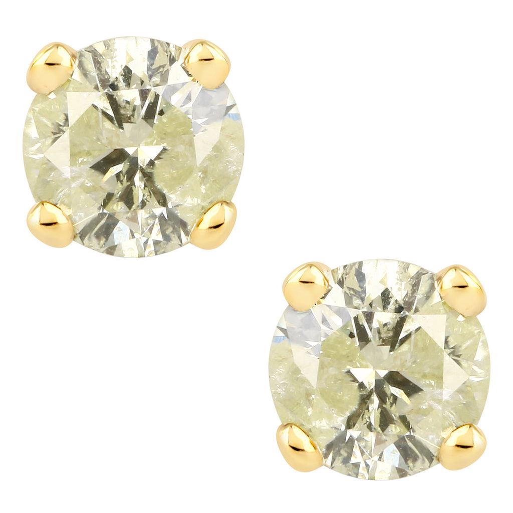 Diamond Stud Earrings 0.94 Carats 14K Yellow Gold