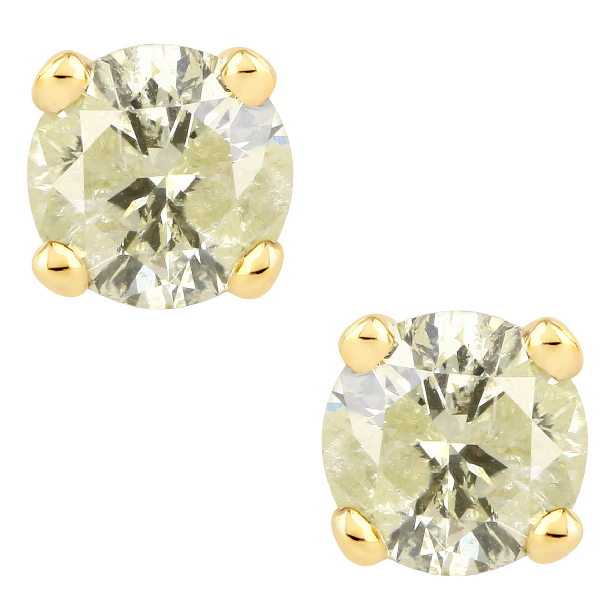 Diamond Stud Earrings 0.94 Carats 14K Yellow Gold
