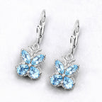 Swiss Blue Topaz Butterfly Earrings 2.68 Carats Sterling Silver
