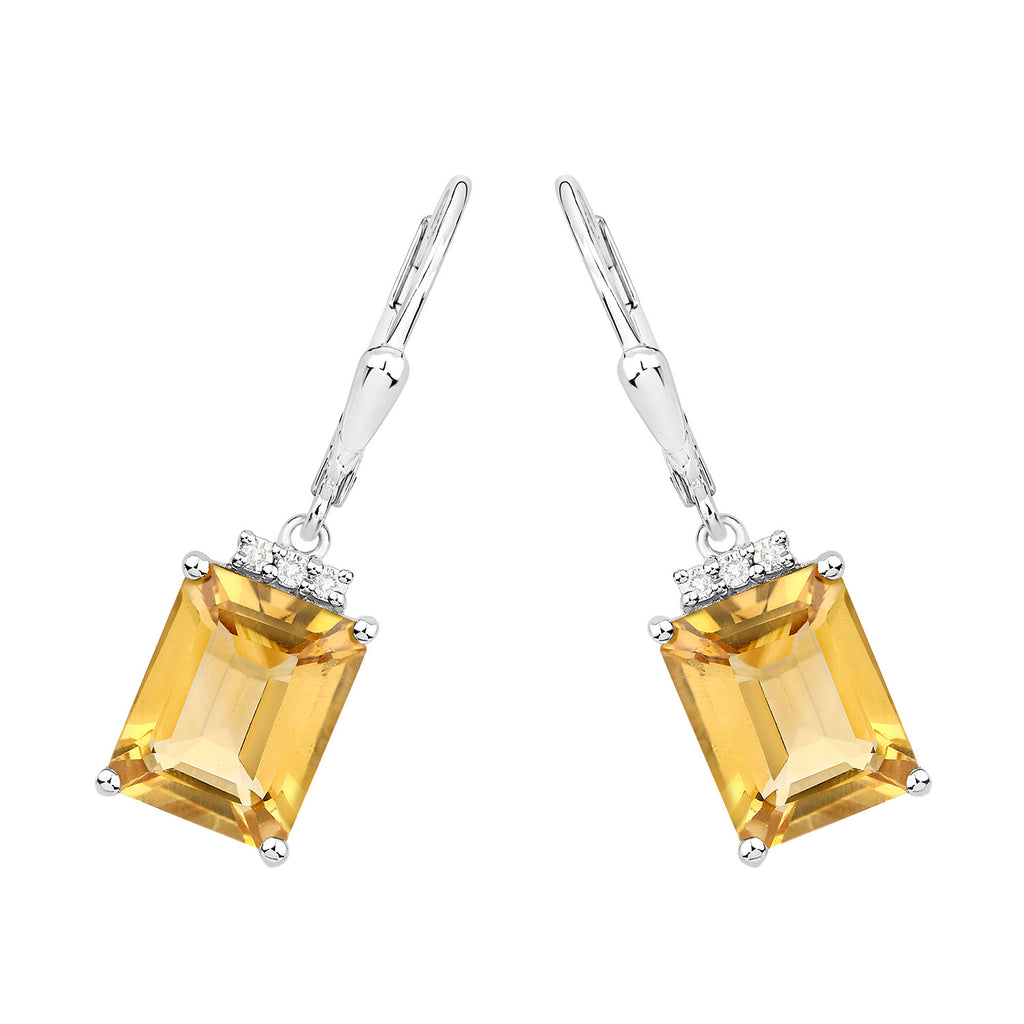 Citrine Earrings With White Topaz 5.6 Carats Sterling Silver