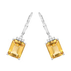 Citrine Earrings With White Topaz 5.6 Carats Sterling Silver