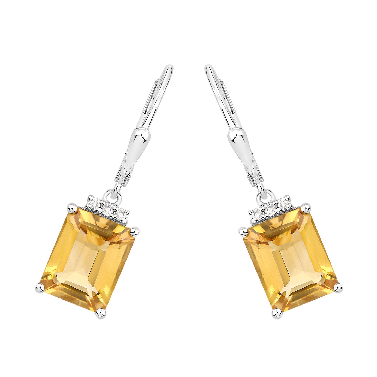 Citrine Earrings With White Topaz 5.6 Carats Sterling Silver