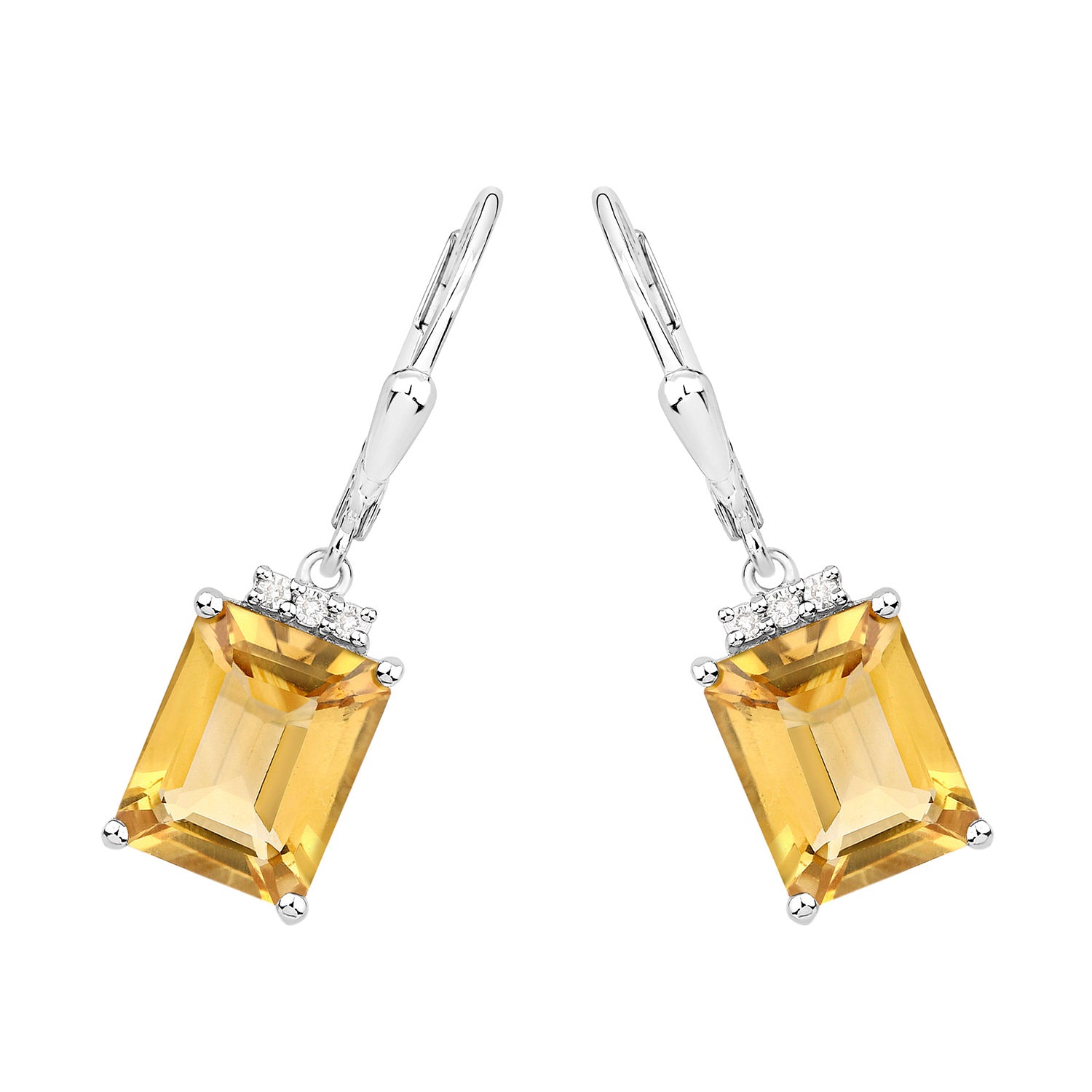 Citrine Earrings With White Topaz 5.6 Carats Sterling Silver