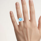 Swiss Blue Topaz Ring 7.48 Carats Sterling Silver