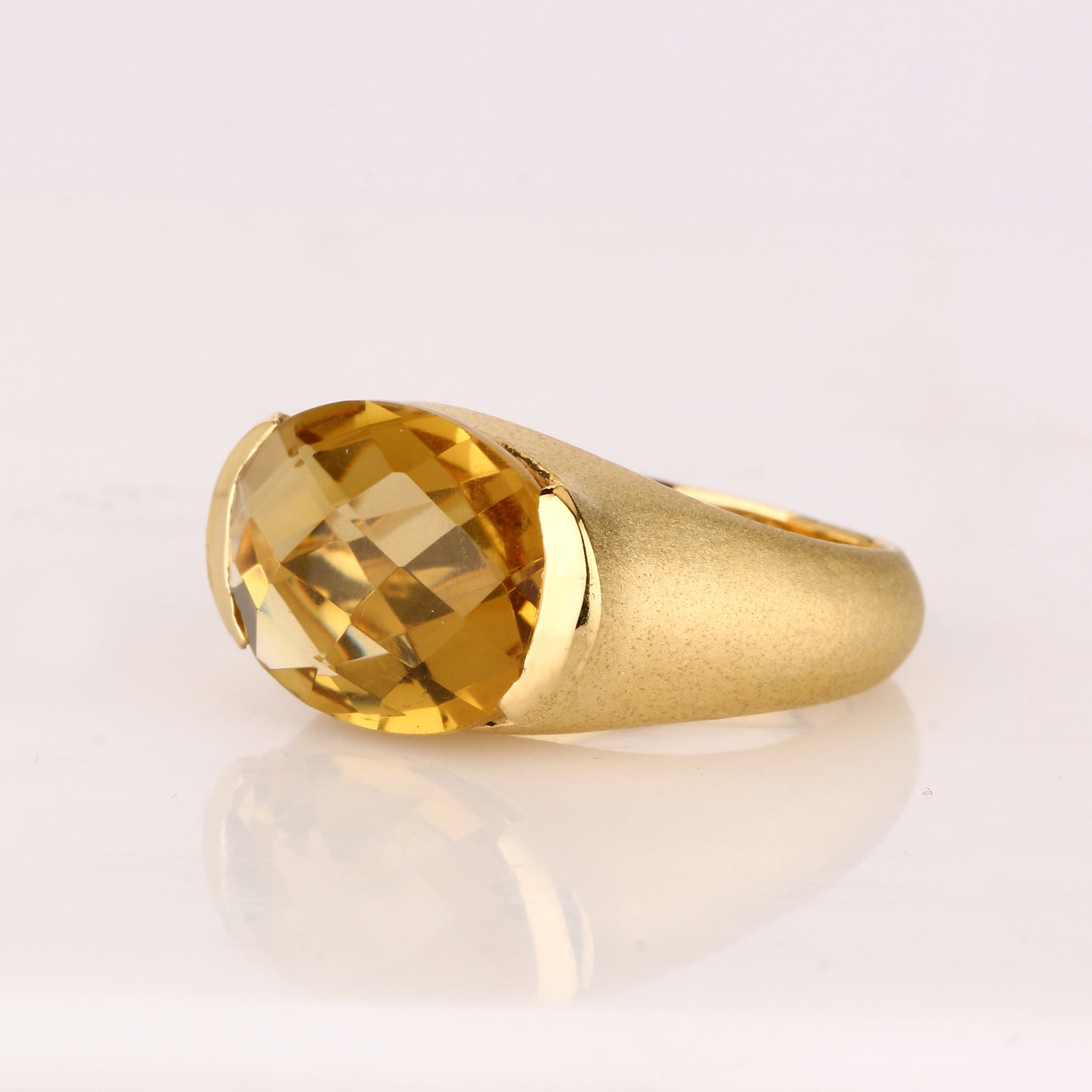 Champagne Quartz Ring 8.40 Carats Gold Plated Silver