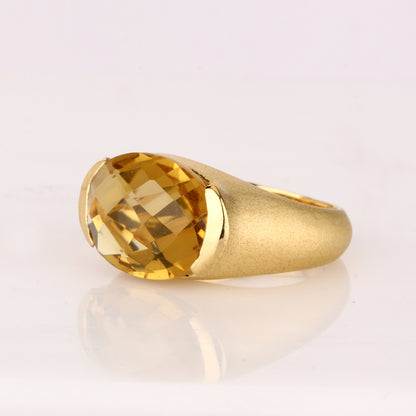 Champagne Quartz Ring 8.40 Carats Gold Plated Silver