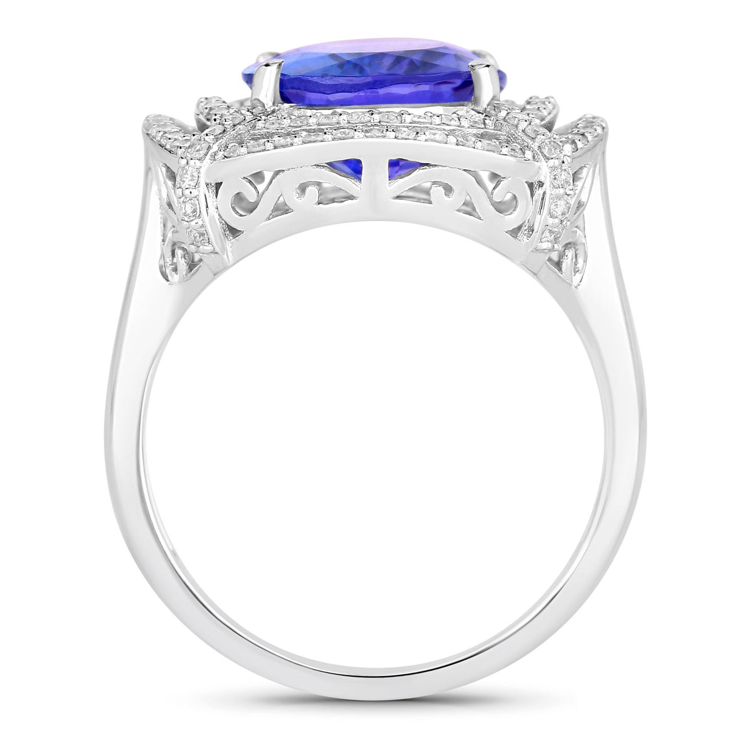 Tanzanite Ring Diamonds 5.15 Carats 14K White Gold