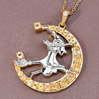 Citrine Witch Pendant With White Topaz 0.98 Carats Gold Plated Silver