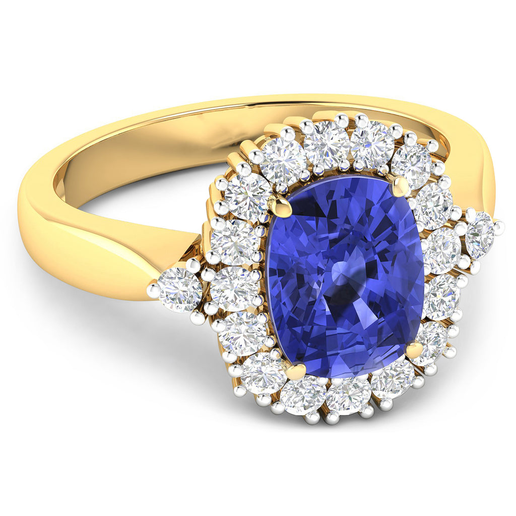 Tanzanite Ring With Diamonds 2.6 Carats 14K Yellow Gold
