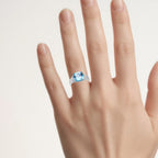 Blue Topaz Ring With Diamonds 4.4 Carats Sterling Silver