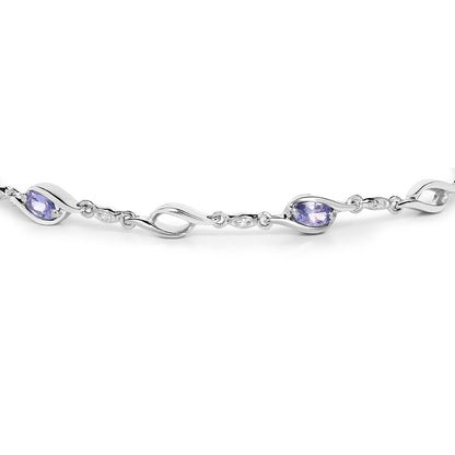 Tanzanite Bracelet With White Topaz 1.28 Carats Sterling Silver
