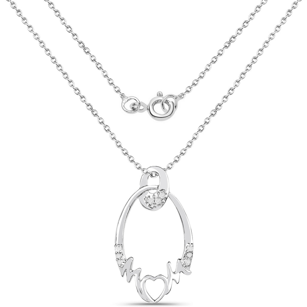 Diamond Heart Pendant 0.12 Carats Sterling Silver