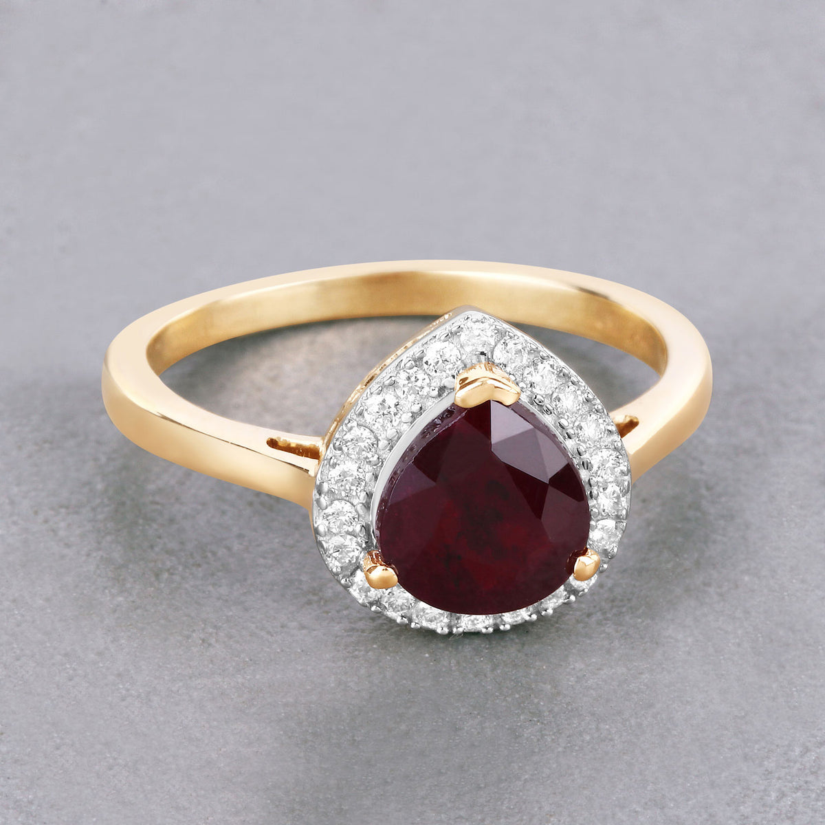 Ruby Ring With Diamonds 2.16 Carats 14K Yellow Gold
