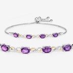 Amethyst Bracelet With White Topaz 3.24 Carats Gold Plated Sterling Silver