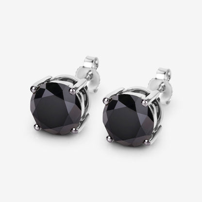 Black Diamond Earrings 3.06 Carats 14K White Gold