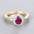 Ruby Ring With Diamonds 0.98 Carats 14K Yellow Gold