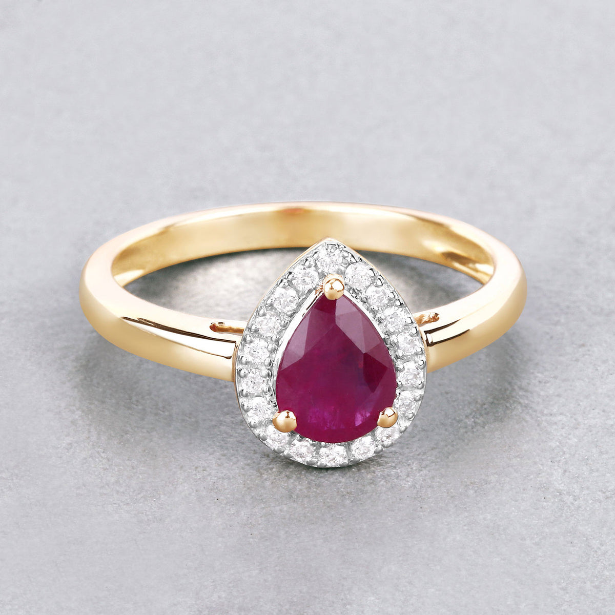 Ruby Ring With Diamonds 0.98 Carats 14K Yellow Gold