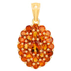 Citrine Cluster Pendant Necklace 4.06 Carats 18K Yellow Gold Plated Silver