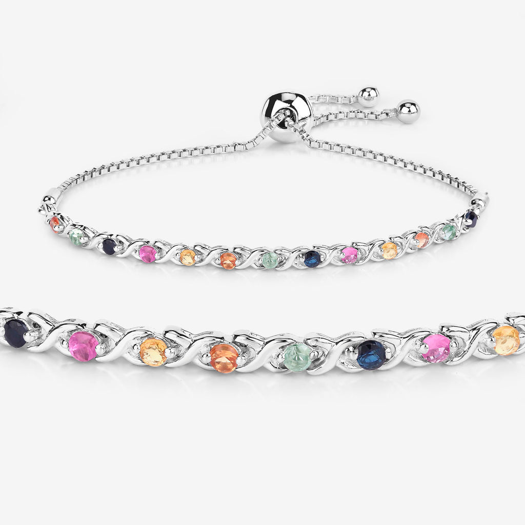 Multicolor Sapphire Bracelet 0.78 Carats Sterling Silver