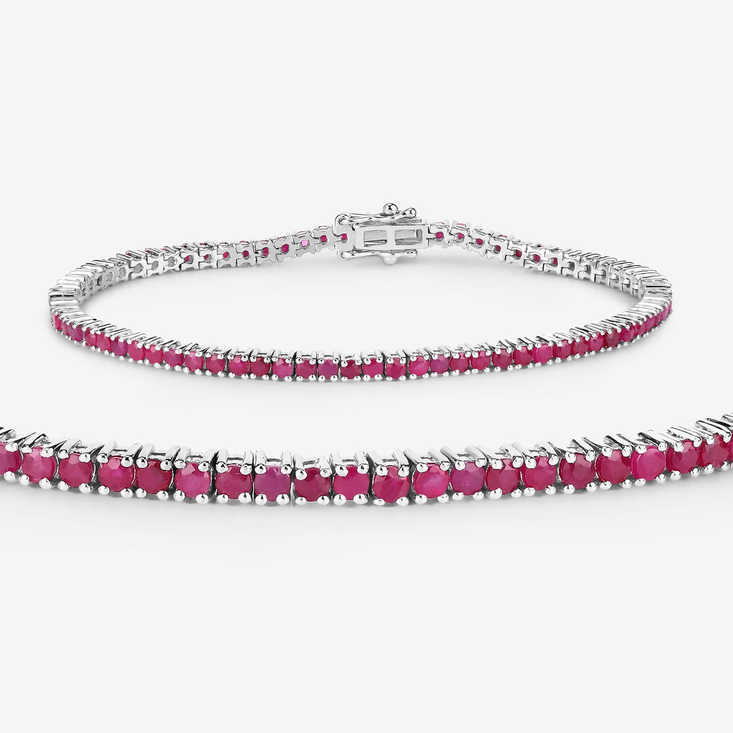 Ruby Tennis Bracelet 4.42 Carats Sterling Silver