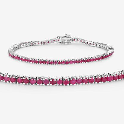 Ruby Tennis Bracelet 4.42 Carats Sterling Silver