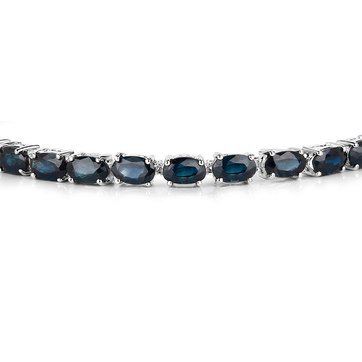 Blue Sapphire Bracelet 7.46 Carats 14K White Gold